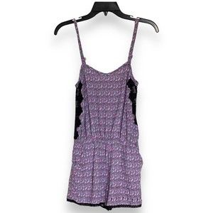 Pins And Needles Urban Outfitters Purple Floral Black Lace Romper Size XS